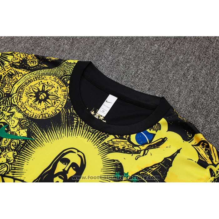 Tracksuit Brazil Jesus Short Sleeve 2024-2025 Yellow - Shorts